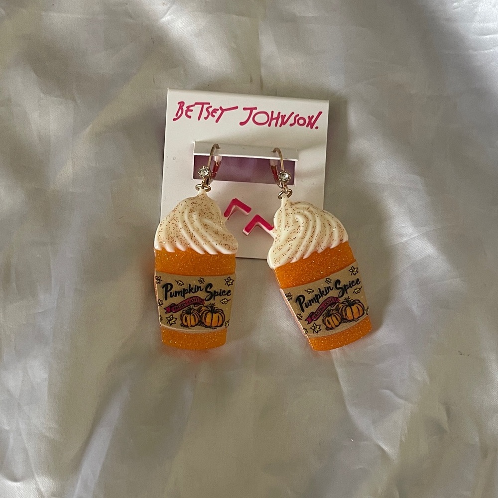 Betsey Johnson Pumpkin Spice Cup Earrings - Orange and Cream